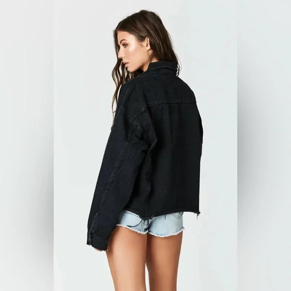 Black Denim Ripped Jacket. - Picture 2 of 5